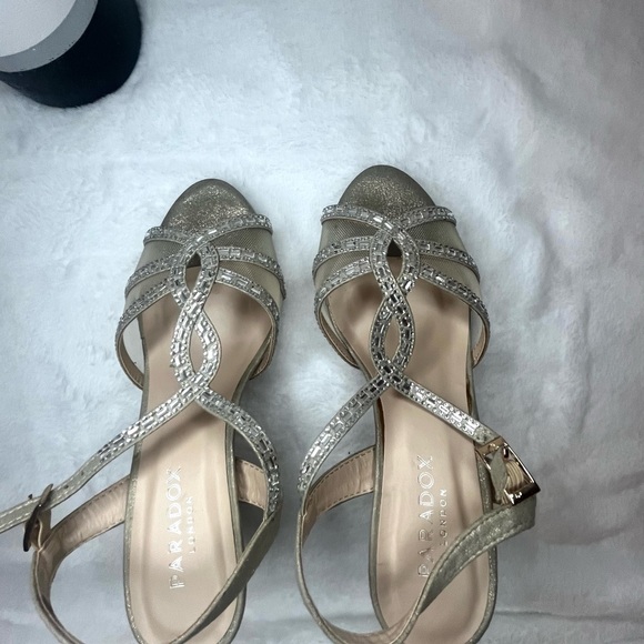Paradox London Estelle Strappy Heels Women's Size 5 champagne - Picture 3 of 7